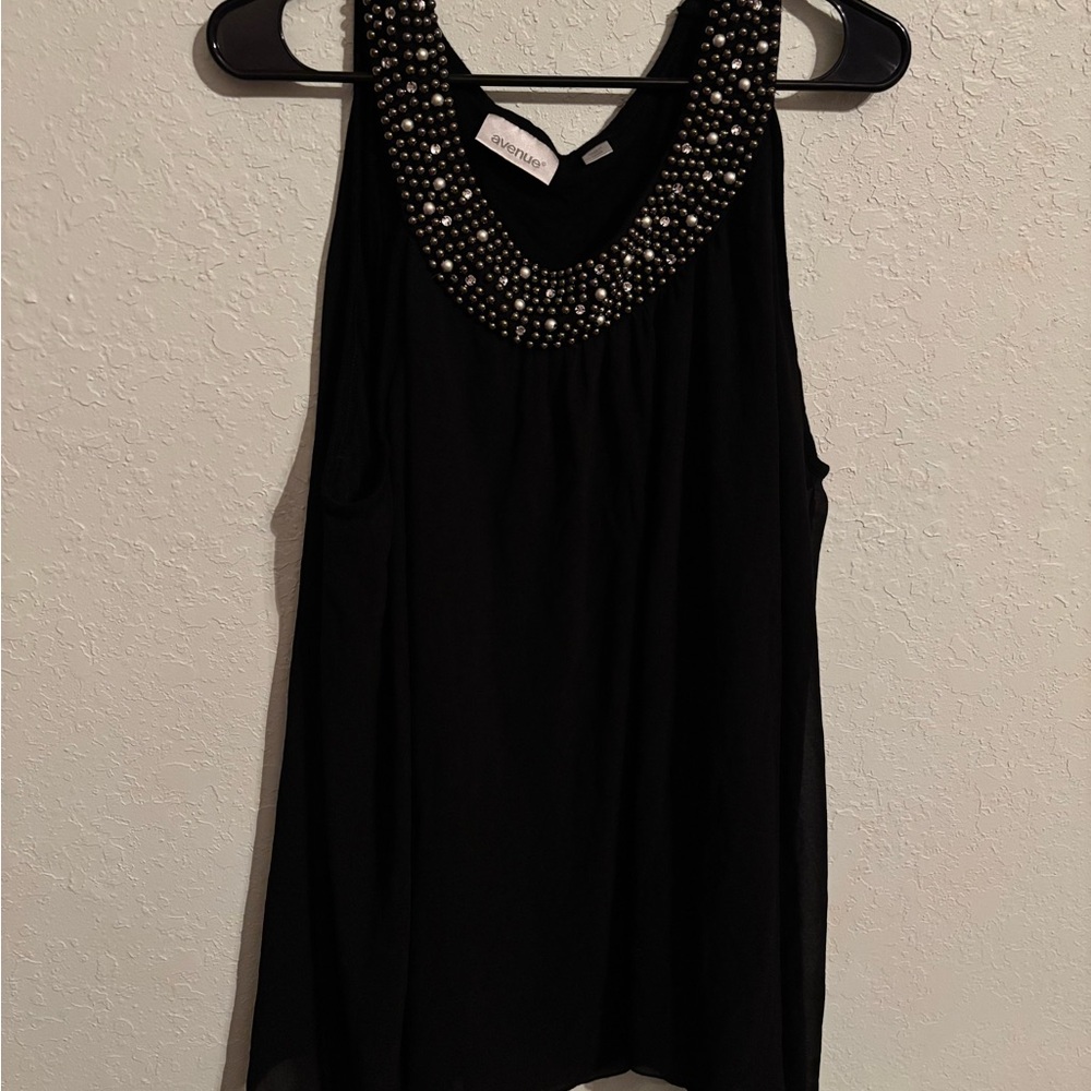 Avenue Black Embellished Blouse